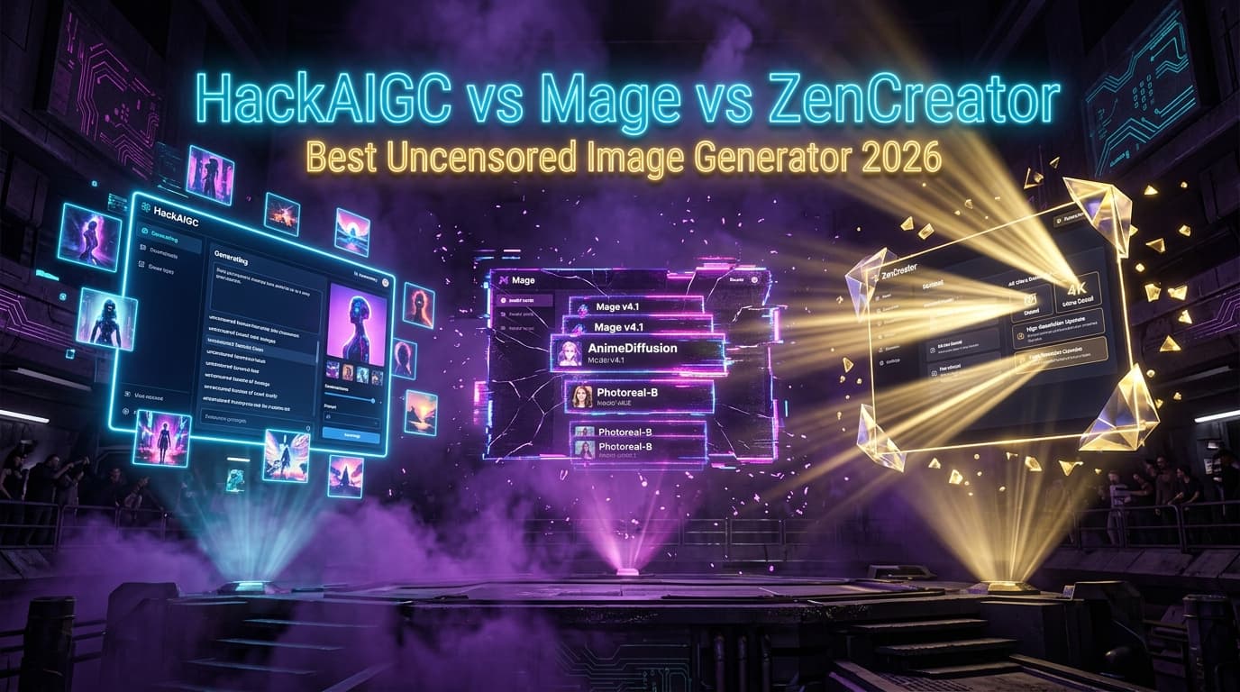 HackAIGC vs Mage vs ZenCreator: Best Uncensored Image Generator in 2026?