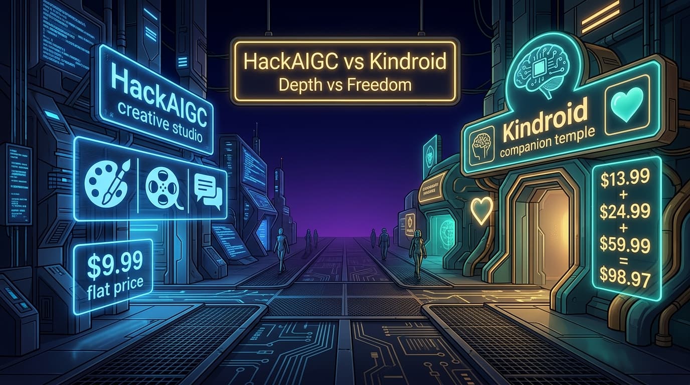 HackAIGC vs Kindroid: Choose AI Companion Depth or Creative Freedom (2026)