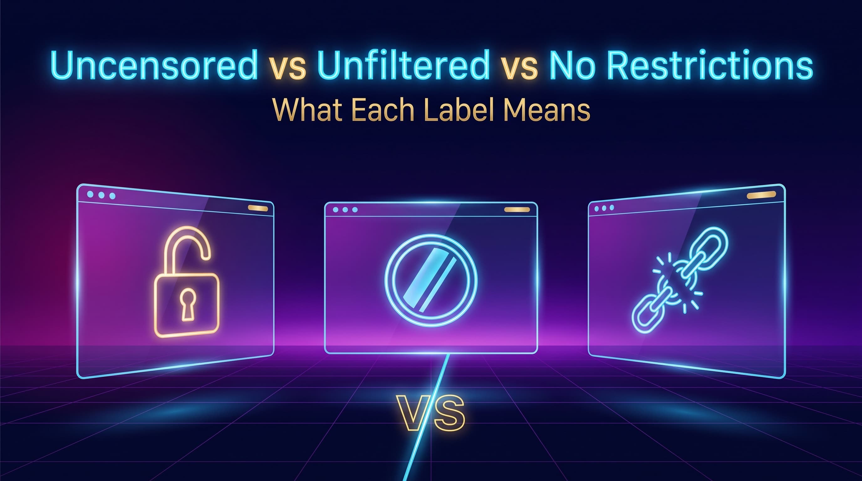Uncensored vs Unfiltered vs No Restrictions: What Each AI Label Actually Means (2026)